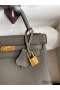 Hermes Kelly Retourne 25 Handmade Bag In Etain Clemence Leather