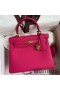 Hermes Kelly Retourne 25 Handmade Bag In Framboise Clemence Leather