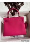 Hermes Kelly Retourne 25 Handmade Bag In Framboise Clemence Leather