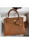 Hermes Kelly Retourne 25 Handmade Bag In Gold Clemence Leather