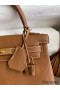 Hermes Kelly Retourne 25 Handmade Bag In Gold Clemence Leather
