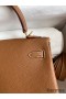 Hermes Kelly Retourne 25 Handmade Bag In Gold Clemence Leather