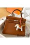 Hermes Kelly Retourne 25 Handmade Bag In Gold Swift Calfskin