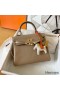 Hermes Kelly Retourne 25 Handmade Bag In Grey Swift Calfskin