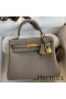 Hermes Kelly Retourne 25 Handmade Bag In Gris Meyer Clemence Leather