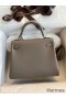 Hermes Kelly Retourne 25 Handmade Bag In Gris Meyer Clemence Leather