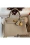 Hermes Kelly Retourne 25 Handmade Bag In Gris Tourterelle Clemence Leather