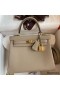 Hermes Kelly Retourne 25 Handmade Bag In Gris Tourterelle Clemence Leather