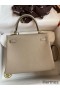 Hermes Kelly Retourne 25 Handmade Bag In Gris Tourterelle Clemence Leather