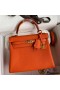 Hermes Kelly Retourne 25 Handmade Bag In Orange Clemence Leather