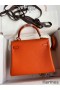Hermes Kelly Retourne 25 Handmade Bag In Orange Clemence Leather