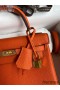 Hermes Kelly Retourne 25 Handmade Bag In Orange Clemence Leather
