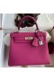 Hermes Kelly Retourne 25 Handmade Bag In Rose Purple Clemence Leather