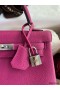Hermes Kelly Retourne 25 Handmade Bag In Rose Purple Clemence Leather