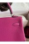 Hermes Kelly Retourne 25 Handmade Bag In Rose Purple Clemence Leather