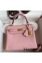 Hermes Kelly Retourne 25 Handmade Bag In Rose Sakura Clemence Leather
