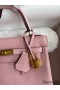 Hermes Kelly Retourne 25 Handmade Bag In Rose Sakura Clemence Leather