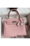 Hermes Kelly Retourne 25 Handmade Bag In Rose Sakura Swift Calfskin