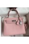 Hermes Kelly Retourne 25 Handmade Bag In Rose Sakura Swift Calfskin