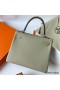 Hermes Kelly Retourne 25 Handmade Bag In Sauge Clemence Leather