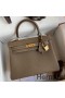 Hermes Kelly Retourne 25 Handmade Bag In Taupe Clemence Leather