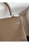 Hermes Kelly Retourne 25 Handmade Bag In Taupe Clemence Leather