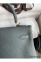 Hermes Kelly Retourne 25 Handmade Bag In Vert Amande Clemence Leather