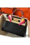 Hermes Kelly Retourne 28 Handmade Bag In Black Swift Calfskin