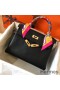 Hermes Kelly Retourne 28 Handmade Bag In Black Swift Calfskin
