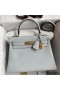 Hermes Kelly Retourne 28 Handmade Bag In Blue Glacier Clemence Leather