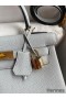 Hermes Kelly Retourne 28 Handmade Bag In Blue Glacier Clemence Leather