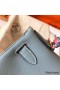 Hermes Kelly Retourne 28 Handmade Bag In Blue Lin Clemence Leather