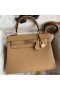 Hermes Kelly Retourne 28 Handmade Bag In Chai Clemence Leather