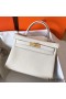 Hermes Kelly Retourne 28 Handmade Bag In Craie Clemence Leather