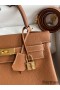 Hermes Kelly Retourne 28 Handmade Bag In Gold Clemence Leather