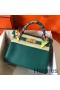 Hermes Kelly Retourne 28 Handmade Bag In Malachite Clemence Leather