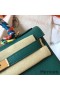 Hermes Kelly Retourne 28 Handmade Bag In Malachite Clemence Leather