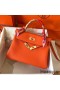 Hermes Kelly Retourne 28 Handmade Bag In Orange Clemence Leather