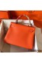 Hermes Kelly Retourne 28 Handmade Bag In Orange Clemence Leather