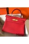 Hermes Kelly Retourne 28 Handmade Bag In Red Clemence Leather