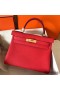Hermes Kelly Retourne 28 Handmade Bag In Red Clemence Leather