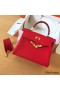Hermes Kelly Retourne 28 Handmade Bag In Red Clemence Leather