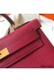 Hermes Kelly Retourne 28 Handmade Bag In Ruby Clemence Leather