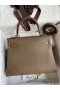 Hermes Kelly Retourne 28 Handmade Bag In Taupe Clemence Leather