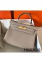 Hermes Kelly Retourne 28 Handmade Bag In Tourterelle Clemence Leather