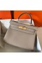Hermes Kelly Retourne 28 Handmade Bag In Tourterelle Clemence Leather