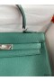 Hermes Kelly Retourne 32 Handmade Bag In Malachite Clemence Leather