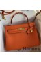 Hermes Kelly Retourne 32 Handmade Bag In Orange Clemence Leather