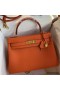 Hermes Kelly Retourne 32 Handmade Bag In Orange Clemence Leather