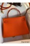 Hermes Kelly Retourne 32 Handmade Bag In Orange Clemence Leather